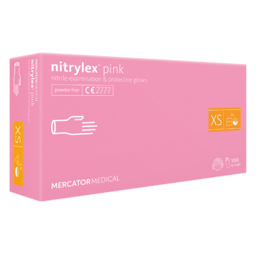 Nitrylex® pink (halvány rózsaszín) púdermentes nitril vizsgáló kesztyű 100 db