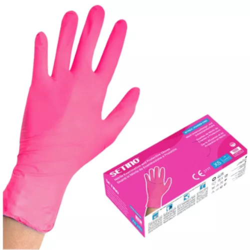 SETINO Nitril vizsgálókesztyű 3,5 g (púdermentes, pink)