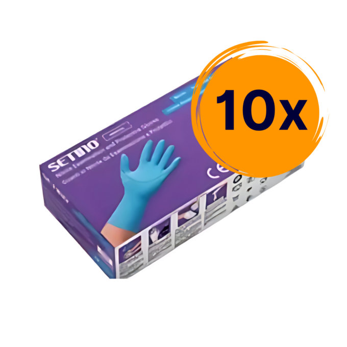 10x Setino púdermentes, nitril vizsgálókesztyű (hosszú szárú)
